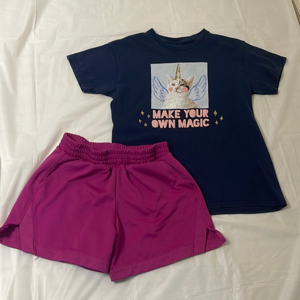 Word of mouth top and athletic shorts